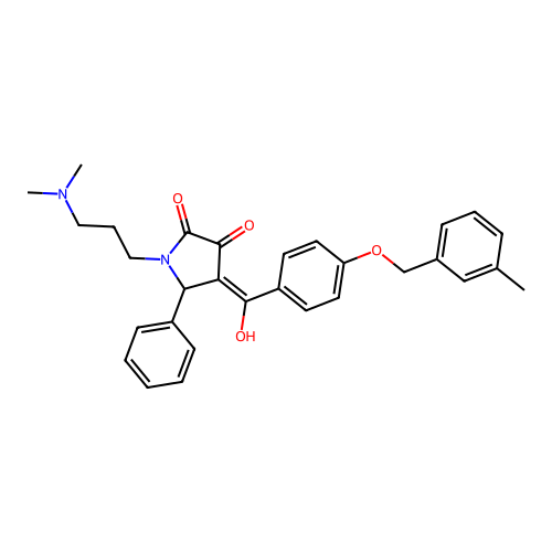 (4E)-1-[3-(dimethylamino)propyl]-4-(hydroxy{4-[(3-methylbenzyl)oxy]phenyl}methylidene)-5-phenylpyrrolidine-2,3-dione structure