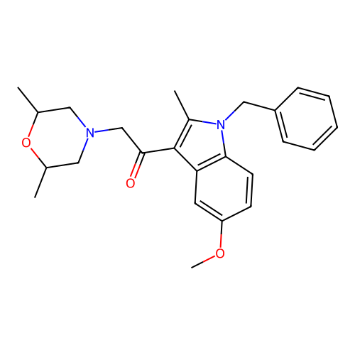 1-(1-benzyl-5-methoxy-2-methyl-1H-indol-3-yl)-2-(2,6-dimethylmorpholin-4-yl)ethanone structure
