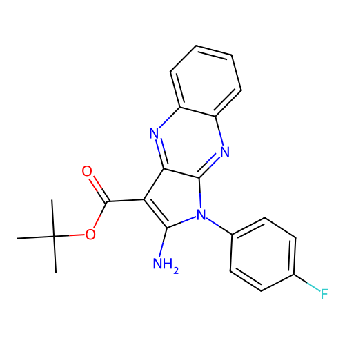 tert-butyl 2-amino-1-(4-fluorophenyl)-1H-pyrrolo[2,3-b]quinoxaline-3-carboxylate structure