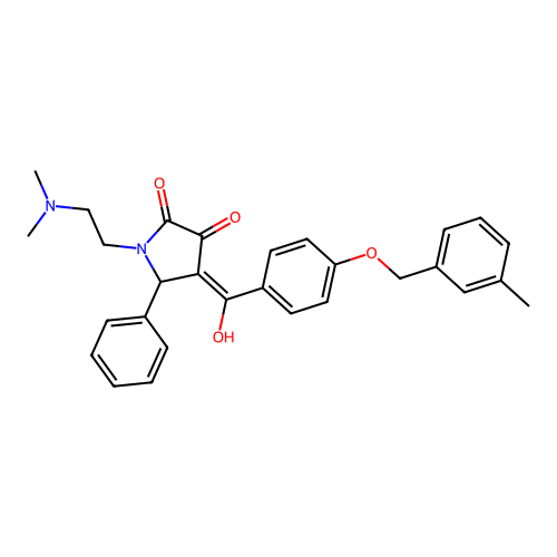 (4E)-1-(2-dimethylaminoethyl)-4-[hydroxy-[4-[(3-methylphenyl)methoxy]phenyl]methylidene]-5-phenylpyrrolidine-2,3-dione structure