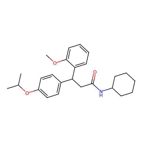N-cyclohexyl-3-(2-methoxyphenyl)-3-[4-(propan-2-yloxy)phenyl]propanamide structure