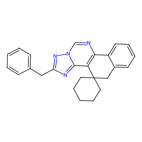 2-benzyl-5H-spiro[benzo[h][1,2,4]triazolo[1,5-c]quinazoline-4,1'-cyclohexane] structure
