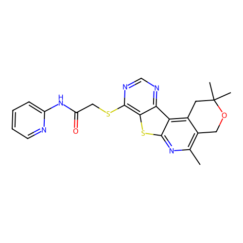 N-(2-PYRIDINYL)-2-[(2,2,5-TRIMETHYL-1,4-DIHYDRO-2H-PYRANO[4'',3'':4',5']PYRIDO[3',2':4,5]THIENO[3,2-D]PYRIMIDIN-8-YL)SULFANYL]ACETAMIDE structure