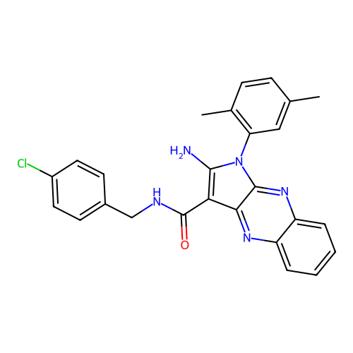 2-amino-N-(4-chlorobenzyl)-1-(2,5-dimethylphenyl)-1H-pyrrolo[2,3-b]quinoxaline-3-carboxamide structure