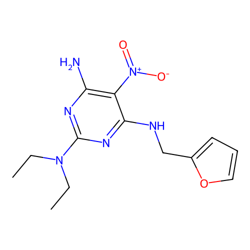 {4-Amino-6-[(2-furylmethyl)amino]-5-nitropyrimidin-2-yl}diethylamine structure