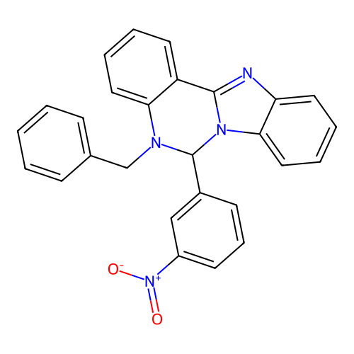 5-Benzyl-6-(3-nitrophenyl)-5,6-dihydrobenzimidazo[1,2-c]quinazoline structure