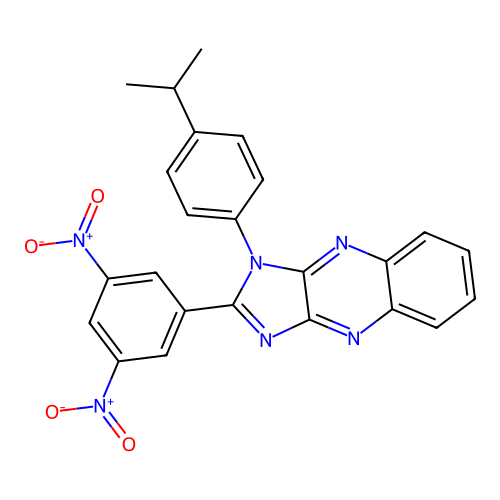 2-(3,5-dinitrophenyl)-1-[4-(propan-2-yl)phenyl]-1H-imidazo[4,5-b]quinoxaline structure