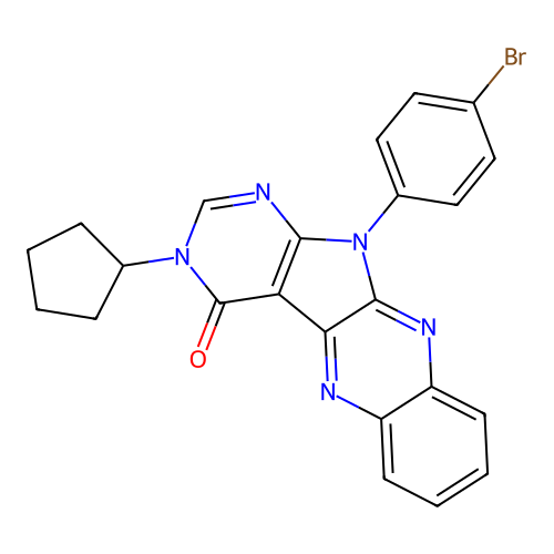 11-(4-bromophenyl)-3-cyclopentyl-3,11-dihydro-4H-pyrimido[5',4':4,5]pyrrolo[2,3-b]quinoxalin-4-one structure