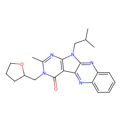 11-isobutyl-2-methyl-3-((tetrahydrofuran-2-yl)methyl)-3H-pyrimido[5',4':4,5]pyrrolo[2,3-b]quinoxalin-4(11H)-one structure