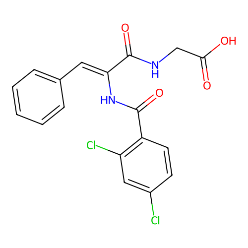 N-[(2Z)-2-{[(2,4-dichlorophenyl)carbonyl]amino}-3-phenylprop-2-enoyl]glycine structure
