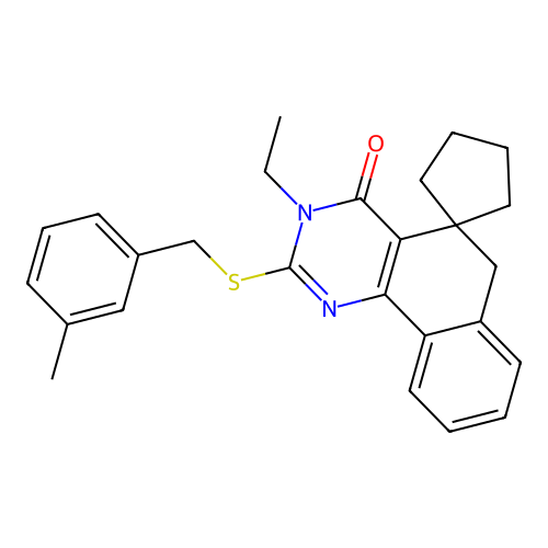 3-ethyl-2-((3-methylbenzyl)thio)-3H-spiro[benzo[h]quinazoline-5,1'-cyclopentan]-4(6H)-one structure