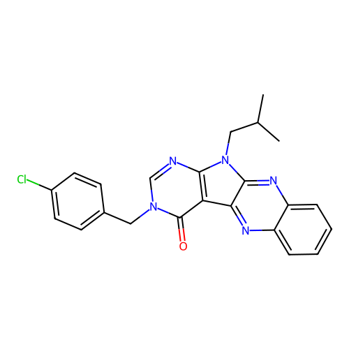 3-(4-chlorobenzyl)-11-(2-methylpropyl)-3,11-dihydro-4H-pyrimido[5',4':4,5]pyrrolo[2,3-b]quinoxalin-4-one structure
