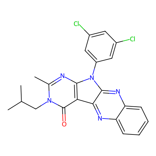 11-(3,5-dichlorophenyl)-3-isobutyl-2-methyl-3H-pyrimido[5',4':4,5]pyrrolo[2,3-b]quinoxalin-4(11H)-one structure