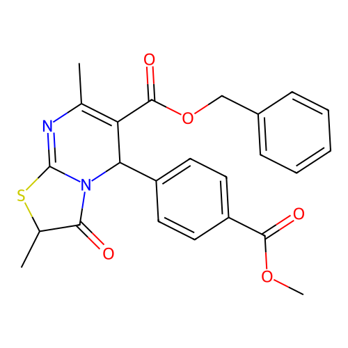 benzyl 5-[4-(methoxycarbonyl)phenyl]-2,7-dimethyl-3-oxo-2,3-dihydro-5H-[1,3]thiazolo[3,2-a]pyrimidine-6-carboxylate structure
