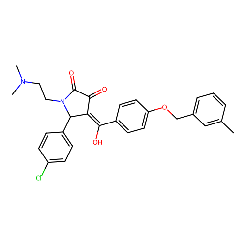 (4E)-5-(4-chlorophenyl)-1-(2-dimethylaminoethyl)-4-[hydroxy-[4-[(3-methylphenyl)methoxy]phenyl]methylidene]pyrrolidine-2,3-dione structure