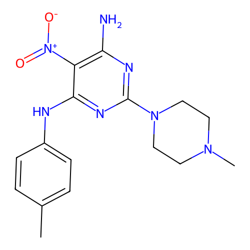 [6-Amino-2-(4-methylpiperazinyl)-5-nitropyrimidin-4-yl](4-methylphenyl)amine structure