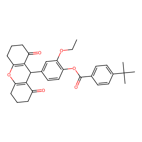 4-(1,8-dioxo-2,3,4,5,6,7,8,9-octahydro-1H-xanthen-9-yl)-2-ethoxyphenyl 4-tert-butylbenzoate structure