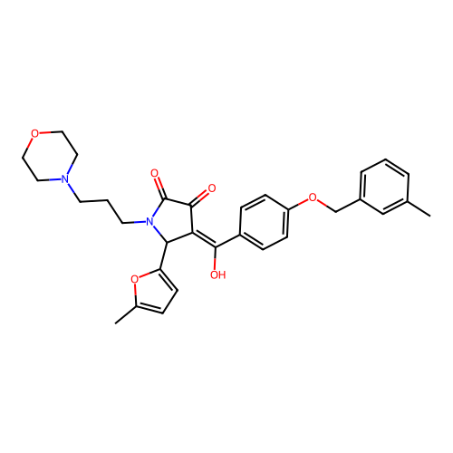 (4E)-4-(hydroxy{4-[(3-methylbenzyl)oxy]phenyl}methylidene)-5-(5-methylfuran-2-yl)-1-[3-(morpholin-4-yl)propyl]pyrrolidine-2,3-dione structure
