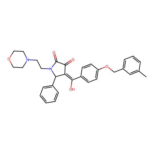 (4E)-4-(hydroxy{4-[(3-methylbenzyl)oxy]phenyl}methylidene)-1-[2-(morpholin-4-yl)ethyl]-5-phenylpyrrolidine-2,3-dione structure