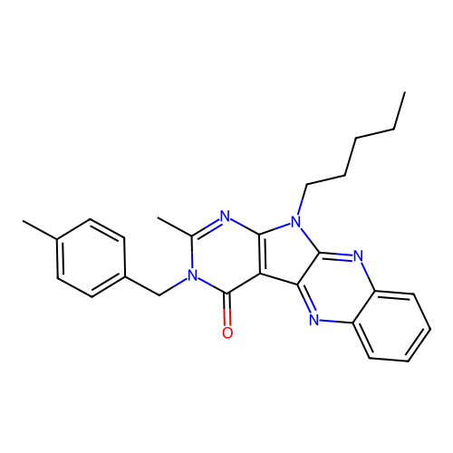 2-methyl-3-(4-methylbenzyl)-11-pentyl-3,11-dihydro-4H-pyrimido[5',4':4,5]pyrrolo[2,3-b]quinoxalin-4-one structure