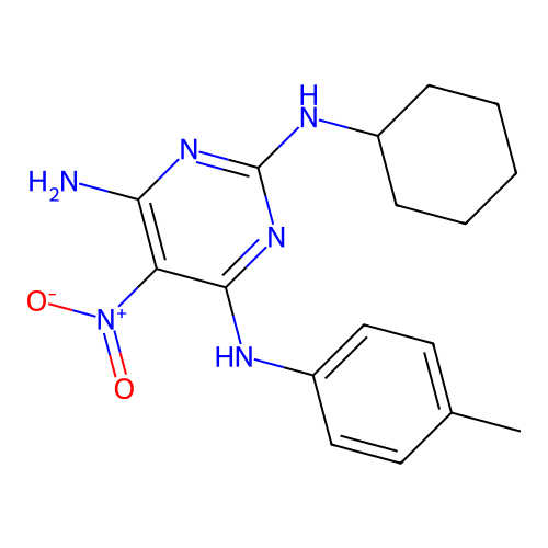 [6-Amino-2-(cyclohexylamino)-5-nitropyrimidin-4-yl](4-methylphenyl)amine structure