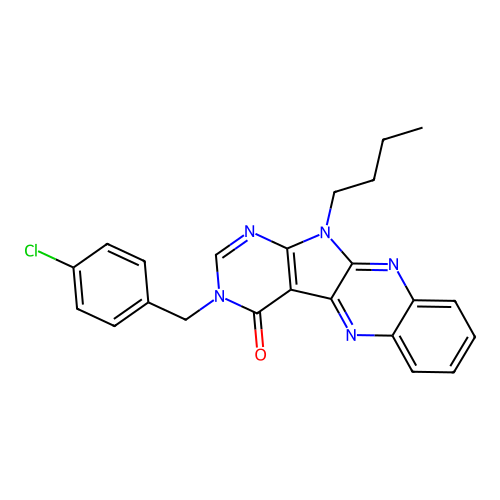 11-butyl-3-(4-chlorobenzyl)-3H-pyrimido[5',4':4,5]pyrrolo[2,3-b]quinoxalin-4(11H)-one structure