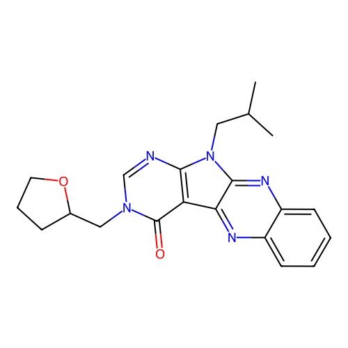 11-isobutyl-3-((tetrahydrofuran-2-yl)methyl)-3H-pyrimido[5',4':4,5]pyrrolo[2,3-b]quinoxalin-4(11H)-one structure