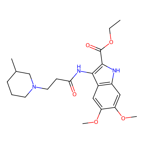 ethyl 5,6-dimethoxy-3-(3-(3-methylpiperidin-1-yl)propanamido)-1H-indole-2-carboxylate structure
