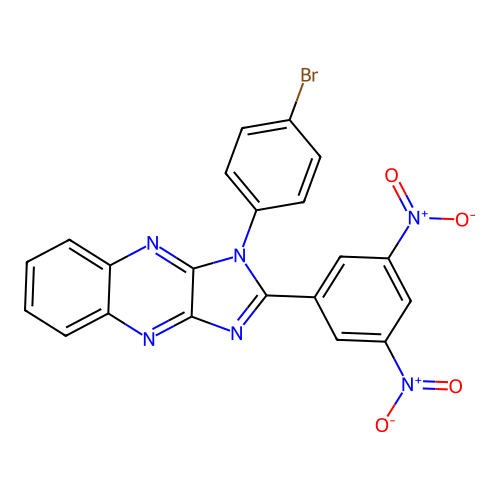 1-(4-bromophenyl)-2-(3,5-dinitrophenyl)-1H-imidazo[4,5-b]quinoxaline structure