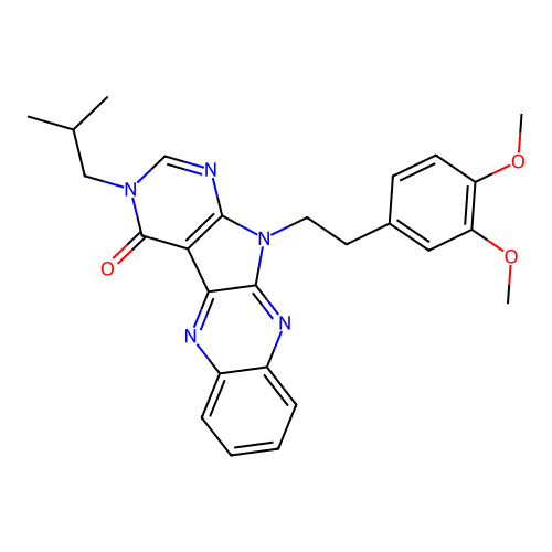 11-(3,4-dimethoxyphenethyl)-3-isobutyl-3H-pyrimido[5',4':4,5]pyrrolo[2,3-b]quinoxalin-4(11H)-one structure