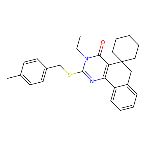 3-ethyl-2-((4-methylbenzyl)thio)-3H-spiro[benzo[h]quinazoline-5,1'-cyclohexan]-4(6H)-one structure