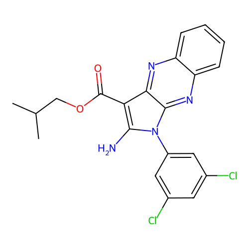2-methylpropyl 2-amino-1-(3,5-dichlorophenyl)-1H-pyrrolo[2,3-b]quinoxaline-3-carboxylate structure