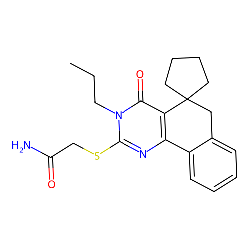 2-((4-oxo-3-propyl-4,6-dihydro-3H-spiro[benzo[h]quinazoline-5,1'-cyclopentan]-2-yl)thio)acetamide structure