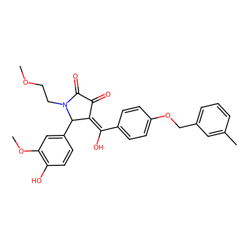 (4E)-5-(4-hydroxy-3-methoxyphenyl)-4-(hydroxy{4-[(3-methylbenzyl)oxy]phenyl}methylidene)-1-(2-methoxyethyl)pyrrolidine-2,3-dione structure