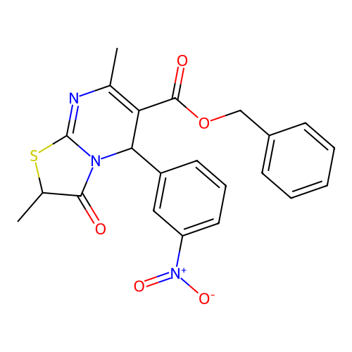 benzyl 2,7-dimethyl-5-(3-nitrophenyl)-3-oxo-2,3-dihydro-5H-[1,3]thiazolo[3,2-a]pyrimidine-6-carboxylate structure