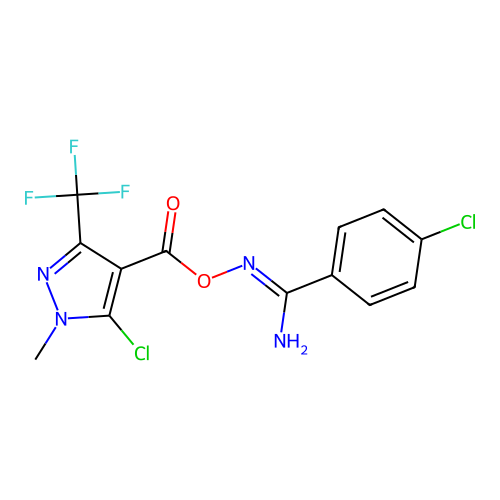 O1-{[5-chloro-1-methyl-3-(trifluoromethyl)-1H-pyrazol-4-yl]carbonyl}-4-chlorobenzene-1-carbohydroxim structure