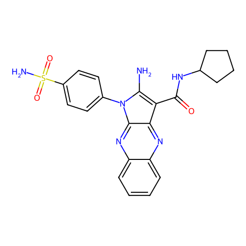 2-amino-N-cyclopentyl-1-(4-sulfamoylphenyl)-1H-pyrrolo[2,3-b]quinoxaline-3-carboxamide structure