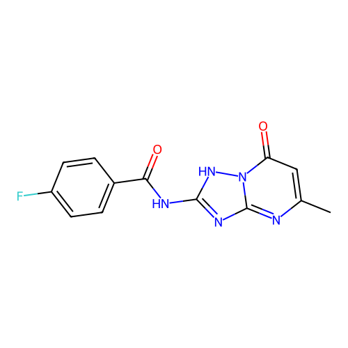 4-fluoro-N-(7-hydroxy-5-methyl[1,2,4]triazolo[1,5-a]pyrimidin-2-yl)benzamide structure