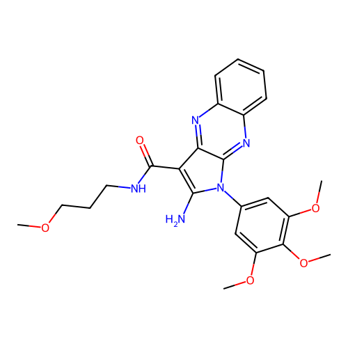 2-amino-N-(3-methoxypropyl)-1-(3,4,5-trimethoxyphenyl)-1H-pyrrolo[2,3-b]quinoxaline-3-carboxamide structure