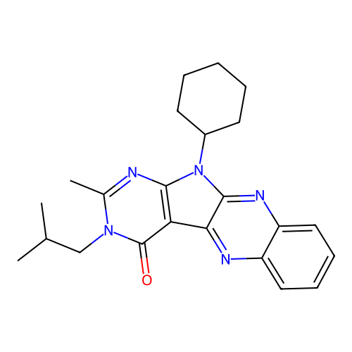 11-cyclohexyl-3-isobutyl-2-methyl-3H-pyrimido[5',4':4,5]pyrrolo[2,3-b]quinoxalin-4(11H)-one structure