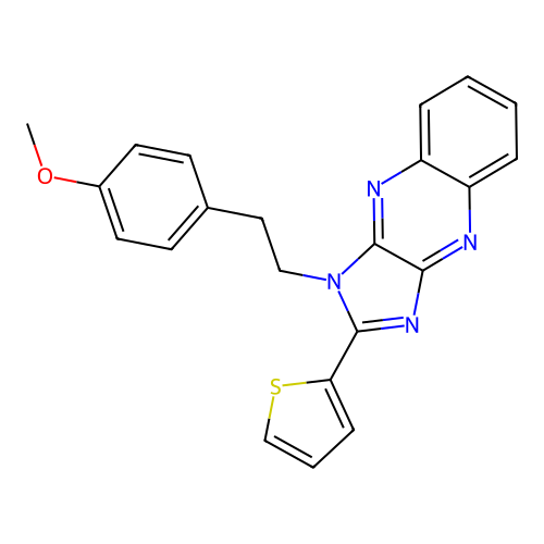 1-[2-(4-methoxyphenyl)ethyl]-2-(thiophen-2-yl)-1H-imidazo[4,5-b]quinoxaline structure