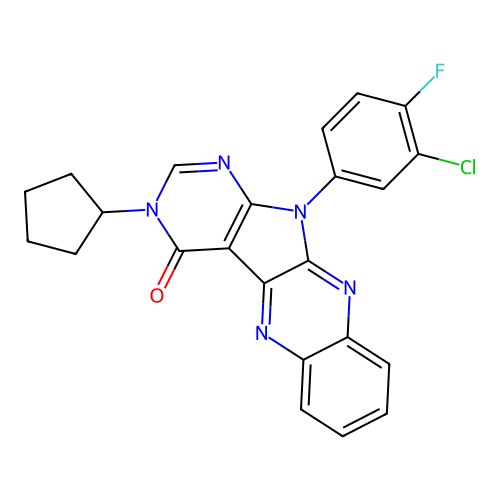 11-(3-chloro-4-fluorophenyl)-3-cyclopentyl-3H-pyrimido[5',4':4,5]pyrrolo[2,3-b]quinoxalin-4(11H)-one structure