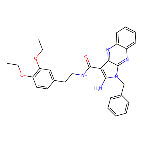 2-amino-1-benzyl-N-(3,4-diethoxyphenethyl)-1H-pyrrolo[2,3-b]quinoxaline-3-carboxamide structure
