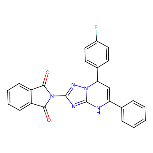 2-(7-(4-fluorophenyl)-5-phenyl-4,7-dihydro-[1,2,4]triazolo[1,5-a]pyrimidin-2-yl)isoindoline-1,3-dione structure