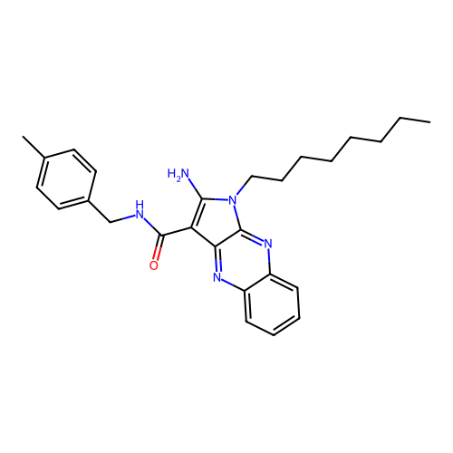2-amino-N-(4-methylbenzyl)-1-octyl-1H-pyrrolo[2,3-b]quinoxaline-3-carboxamide structure