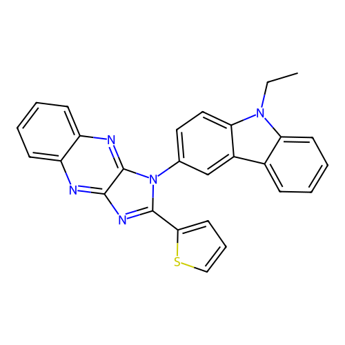 1-(9-ethyl-9H-carbazol-3-yl)-2-(thiophen-2-yl)-1H-imidazo[4,5-b]quinoxaline structure