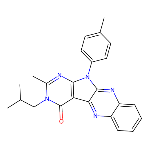3-isobutyl-2-methyl-11-(p-tolyl)-3H-pyrimido[5',4':4,5]pyrrolo[2,3-b]quinoxalin-4(11H)-one structure