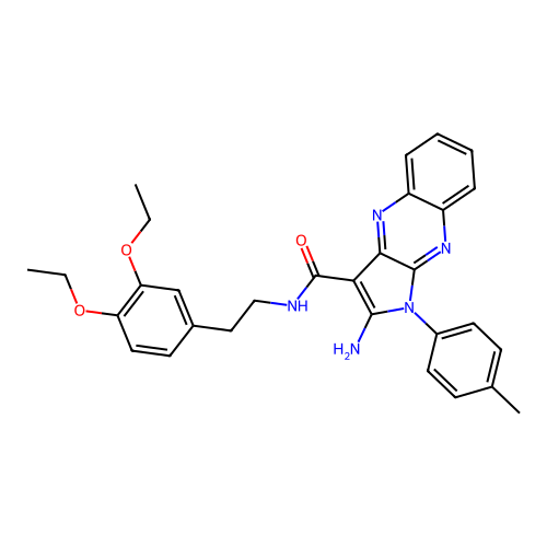 2-amino-N-(3,4-diethoxyphenethyl)-1-(p-tolyl)-1H-pyrrolo[2,3-b]quinoxaline-3-carboxamide structure