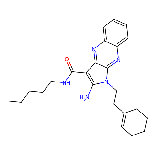 2-amino-1-[2-(cyclohexen-1-yl)ethyl]-N-pentylpyrrolo[3,2-b]quinoxaline-3-carboxamide structure