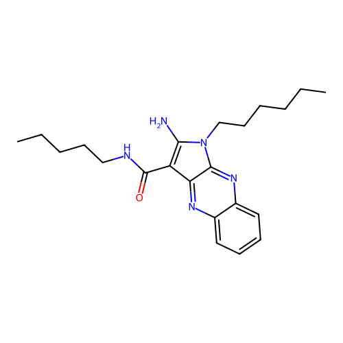 2-amino-1-hexyl-N-pentyl-1H-pyrrolo[2,3-b]quinoxaline-3-carboxamide structure